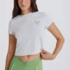 Kort T-shirt met print in grijs gemêleerd
