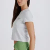 Kort T-shirt met print in grijs gemêleerd