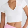 Kort T-shirt van stretchkatoenjersey met grafische print in wit