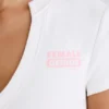 Kort T-shirt van stretchkatoenjersey met grafische print in wit