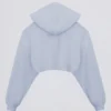Korte bolero met capuchon van geborsteld jersey in zachtblauw