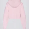 Korte hoodie met ritssluiting van zacht gebreid materiaal in zachtroze