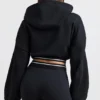 Korte hoodie van stretchkatoenfleece in zwart