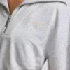 Korte sweater met kwartritssluiting in grijs gemêleerd