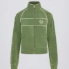 Korte sweatshirt met ritssluiting van badstof in groen