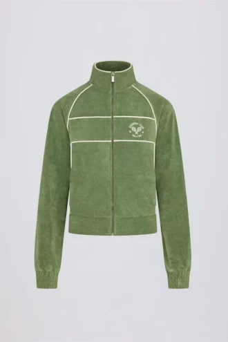 Korte sweatshirt met ritssluiting van badstof in groen
