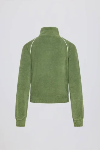 Korte sweatshirt met ritssluiting van badstof in groen