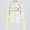 Korte sweatshirt met ritssluiting van badstof in ivoor