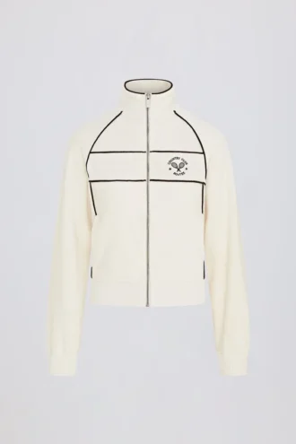 Korte sweatshirt met ritssluiting van badstof in ivoor