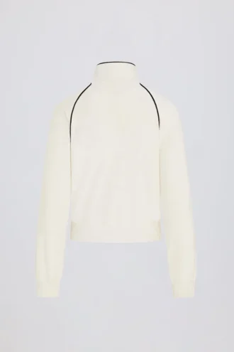 Korte sweatshirt met ritssluiting van badstof in ivoor