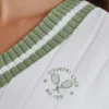 Korte trui van katoen met kabelpatroon in groen en ivoor