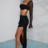 La Desirade versierde crop top met col in zwart