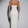 La Rochette versierde bandeau maxi-jurk met col in ivoor