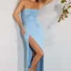 La Rochette versierde bandeau maxi-jurk met col in lichtblauw