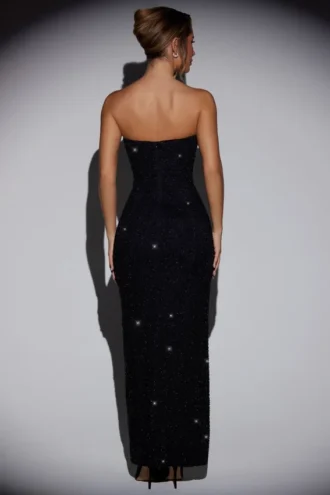 La Rochette versierde bandeau maxi-jurk met col in zwart