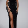 La Rochette versierde bandeau maxi-jurk met col in zwart