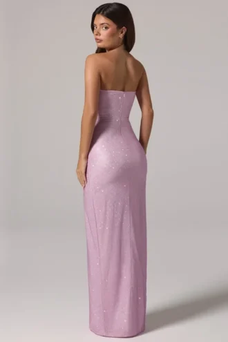 La Rochette versierde bandeau maxi-jurk met cowl-taille in roze