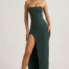 La Rochette versierde strapless maxi-jurk met cowl-hals in smaragdgroen