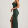 La Rochette versierde strapless maxi-jurk met cowl-hals in smaragdgroen