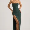 La Rochette versierde strapless maxi-jurk met cowl-hals in smaragdgroen