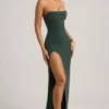 La Rochette versierde strapless maxi-jurk met cowl-hals in smaragdgroen