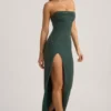 La Rochette versierde strapless maxi-jurk met cowl-hals in smaragdgroen