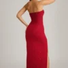 La Rochette versierde strapless maxi-jurk met cowl-hals in True Red