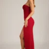 La Rochette versierde strapless maxi-jurk met cowl-hals in True Red