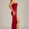 La Rochette versierde strapless maxi-jurk met cowl-hals in True Red