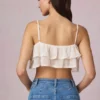 Lacie cropped camisole top met ruches in ivoor