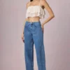 Lacie cropped camisole top met ruches in ivoor