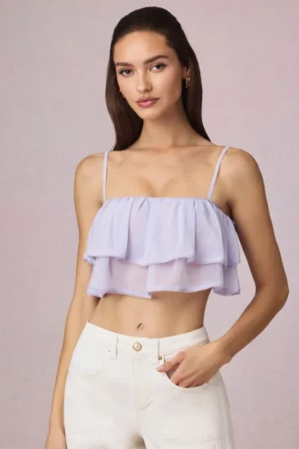 Lacie gerimpelde cropped camisole top in lila