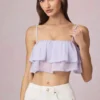 Lacie gerimpelde cropped camisole top in lila
