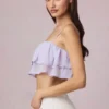 Lacie gerimpelde cropped camisole top in lila