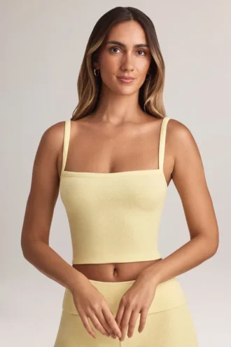 Lai Modal Camisole Top met vierkante hals in Lemon Sherbet