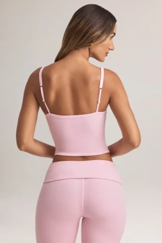 Lai Modal top met vierkante hals in pastelroze