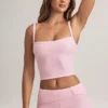 Lai Modal top met vierkante hals in pastelroze