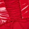 Lamiya vinyl korset met vetersluiting in vuurrood