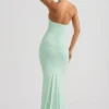 Laverna gerimpelde rugloze halterjurk in mint
