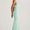 Laverna gerimpelde rugloze halterjurk in mint
