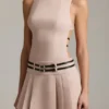 Leilani minijurk met riem en open rug in Mushroom