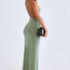 Leire Modal Plunge rugloze maxi-jurk in saliegroen
