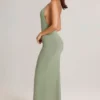 Leire Modal Plunge rugloze maxi-jurk in saliegroen