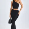 Lena Modal maxi-rok met gedraaide voorkant in zwart