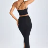 Lena Modal maxi-rok met gedraaide voorkant in zwart