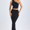 Lena Modal maxi-rok met gedraaide voorkant in zwart