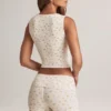 Lene Modal geribbeld vestje met knoopsluiting in bloemenprint