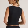 Lene Modal geribbeld vestje met knoopsluiting in zwart