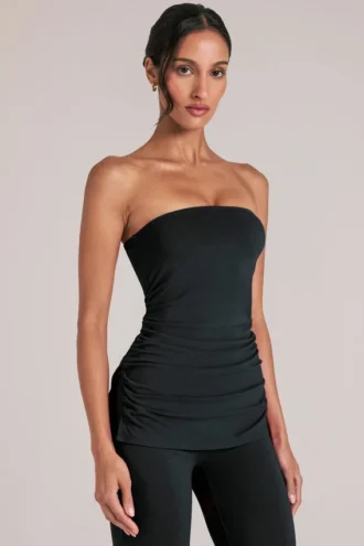 Leni bandeau longline top in zwart