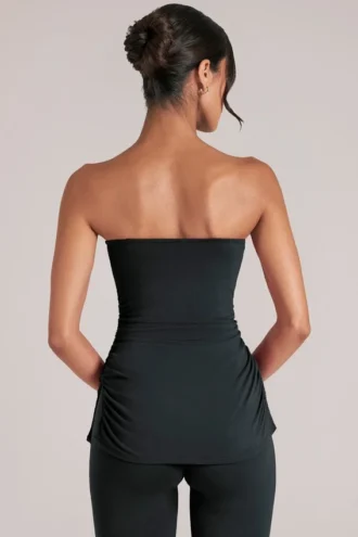 Leni bandeau longline top in zwart